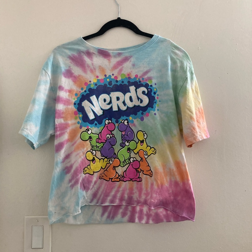 Tie dye rainbow Nerds cropped T-Shirt